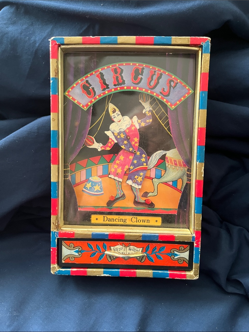 Vintage dancing clown trinket box
